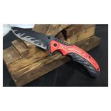 Red/Black Handle Flame Knife