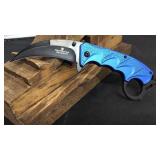 Metallic Blue Curved Knife