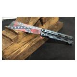 Charcoal grey handle Confederate Flag Knife