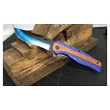 Blue plastic with wood grain knife