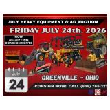 JULY HEAVY EQUIPMENT AUCTION- JULY 24th. 8:30am EST 