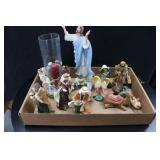 Nativity scene and misc statues