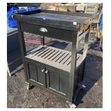 BLACK ROLLING BAR WITH SERVING TRAY ON TOP