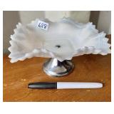MILK GLASS PLATTER ON STAND