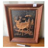 VINTAGE COPPER DEER FRAMED DECOR