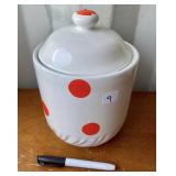 WHITE COOKIE JAR WITH SPOTS