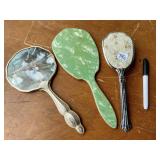 2 HAND MIRRORS AND 1 BRUSH