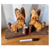 PAIR WOOD DOG BOOK ENDS