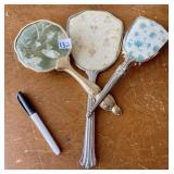 3 VINTAGE MIRROR, BRUSHES