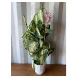 PLANT WITH STAIN GLASS ROSE