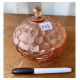 PINK DEPRESSION GLASS DISH AND LID