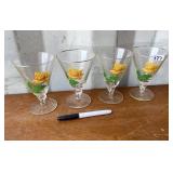 4 YELLOW ROSE GLASSES