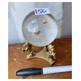 GLASS PAPERWEIGHT ON UNICORN STAND