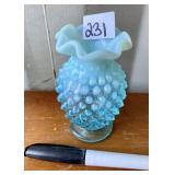 BLUE FENTON HOBNAIL GLASS VASE