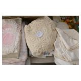 Table Of Doilies, Linens & Chenille Spreads