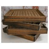 4 International Harvester Wood Trays