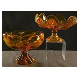 Pair Amber Crystal Bowls