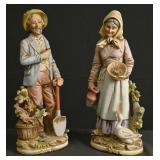 Pair Hand Painted Bisque Figures