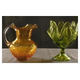 Art Glass Vase & Pitcher