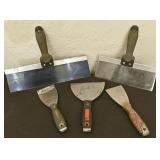 5 Assorted Drywall Knives