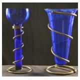 Pair Contemporary Glass Vases