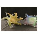 2 Vintage Art Glass Trays,