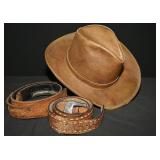 Leather Cowboy Hat & Belts