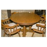 Round Oak Table & 4 Chairs