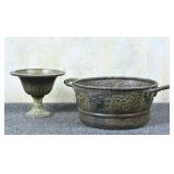 Metal Urn Vase & Bowl