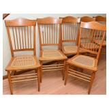 6 Oak Cane Seat Chairs