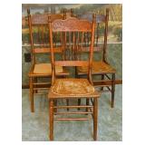 3 Pressback Oak Chairs