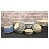 Blue Spongeware Mixing Bowls