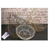9 Rustic Round Wire Baskets