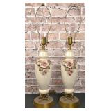 Pair of Floral Porcelain Lamps