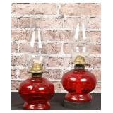 Pair of Hurricane Oil Lamps