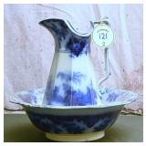 A Flow Blue Wash Pitcher