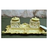 A Victorian Style Brass Ink Stand