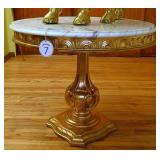 Marbled Top Guilt Wood Parlor Table
