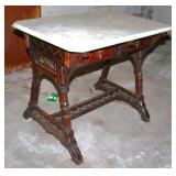 Walnut Marble Top Parlor Table