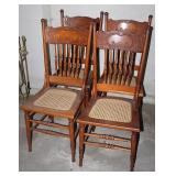 4 Victorian Pressback Oak Chairs