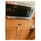 Microwave with Wooden Stand