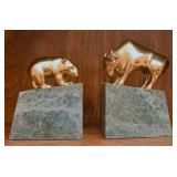 Brass and Marble Bookends