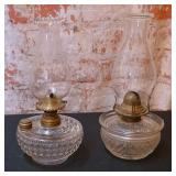 Pair of Clear Glass Oil Lamps