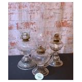 3 Pc Glass Oil Lamps