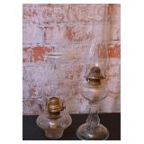 2 Pc Clear Glass Oil Lamps