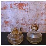 2 Pc Clear Glass Oil Lamps