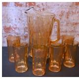 7 Pc Carnival Glass Pitcher/Glasses