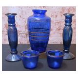 5 Pc Cobalt Blue Glass