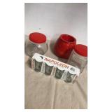 Napoleon shot glasses with canisters and food Napoleon shot glasses with canisters and food