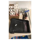 Group of paint rollers and Sponges with trays Group of paint rollers and Sponges with trays